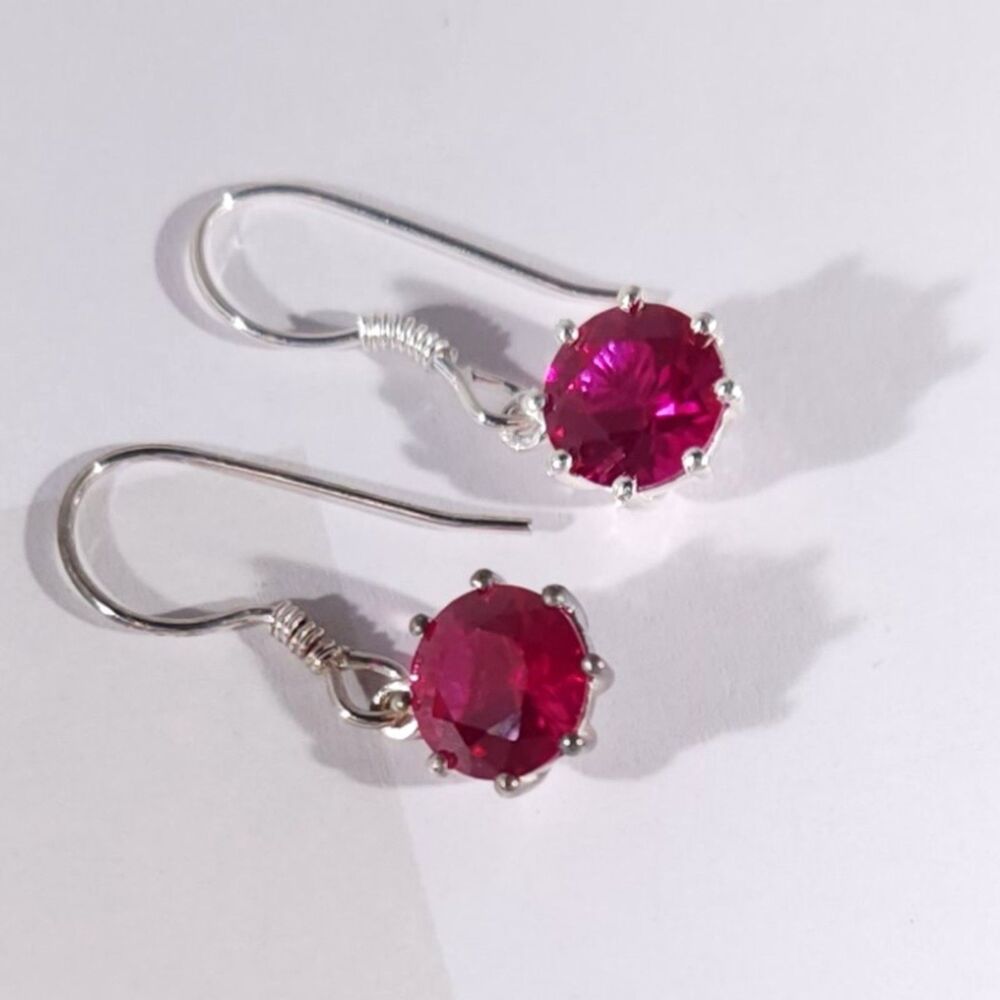Ruby Dangle Earrings Sterling Silver - image 2